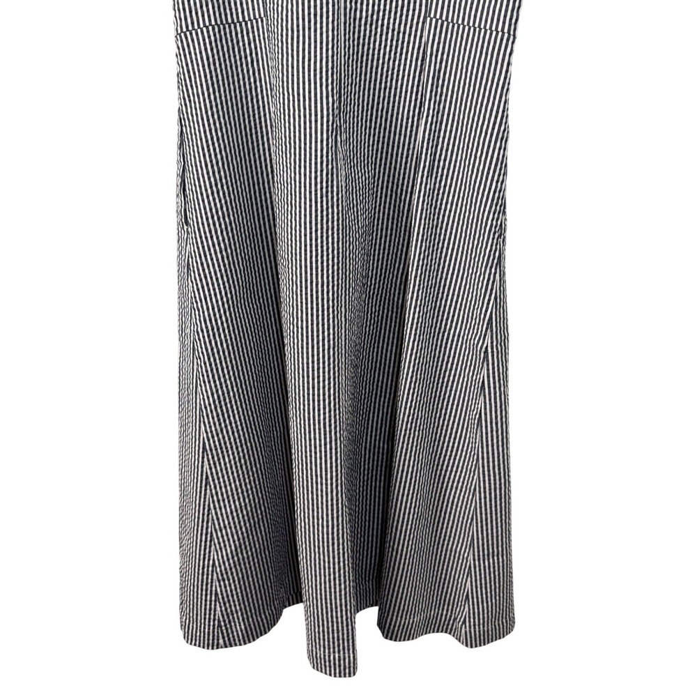 J.Jill Pleat-Front A-Line Midi Dress Bayside Blue White Stripe Size M NEW - Picture 8 of 11
